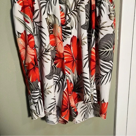 Shein Curve Strapless Romper White Orange Tropical Floral 2XL - Picture 9 of 11